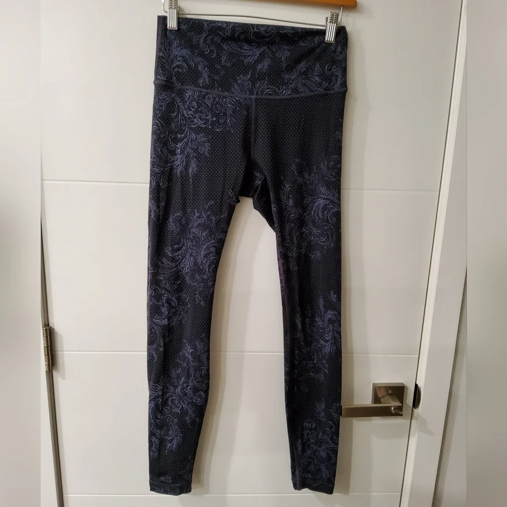 Lululemon Foliage Wunder Under Hi-Rise Tight Nulux Moody Blue Black Size 10